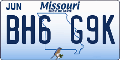 MO license plate BH6G9K