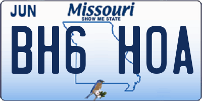 MO license plate BH6H0A