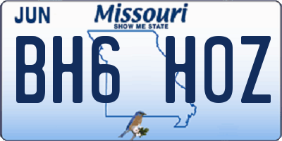 MO license plate BH6H0Z
