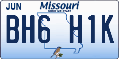 MO license plate BH6H1K