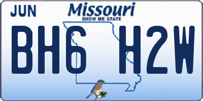MO license plate BH6H2W