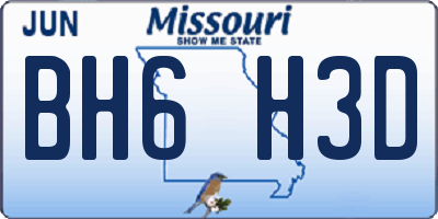 MO license plate BH6H3D