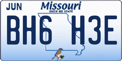 MO license plate BH6H3E
