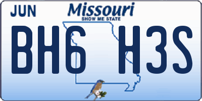 MO license plate BH6H3S