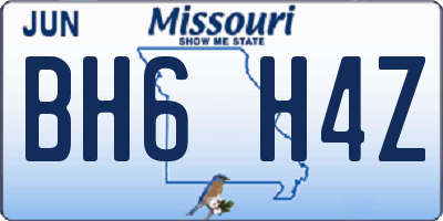 MO license plate BH6H4Z