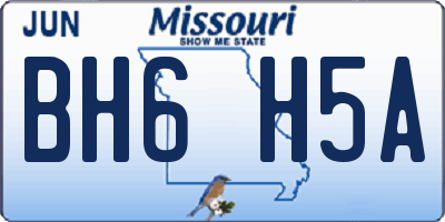 MO license plate BH6H5A