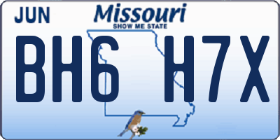 MO license plate BH6H7X
