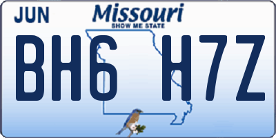 MO license plate BH6H7Z