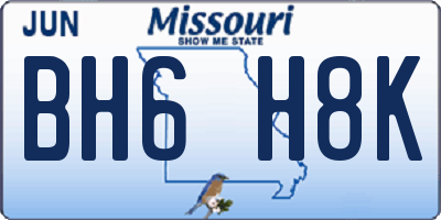 MO license plate BH6H8K