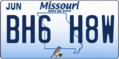 MO license plate BH6H8W