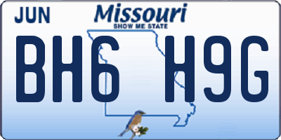 MO license plate BH6H9G