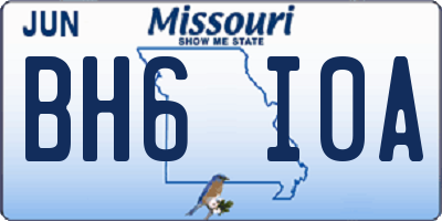 MO license plate BH6I0A