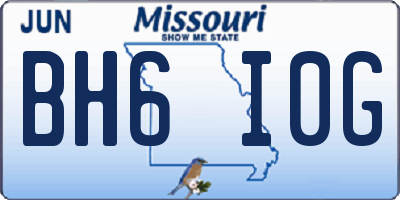 MO license plate BH6I0G