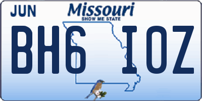 MO license plate BH6I0Z
