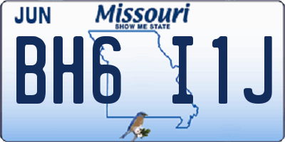 MO license plate BH6I1J