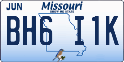MO license plate BH6I1K