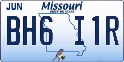 MO license plate BH6I1R