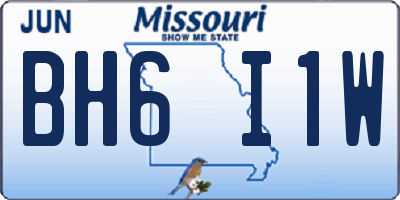 MO license plate BH6I1W