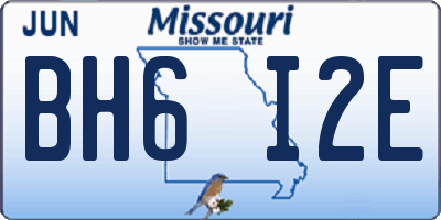 MO license plate BH6I2E