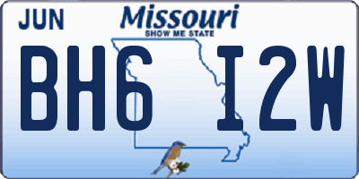 MO license plate BH6I2W