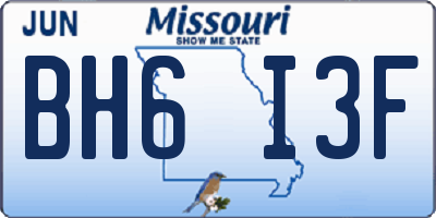 MO license plate BH6I3F