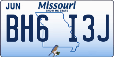 MO license plate BH6I3J