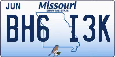 MO license plate BH6I3K
