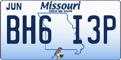MO license plate BH6I3P