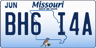 MO license plate BH6I4A