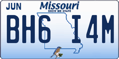 MO license plate BH6I4M