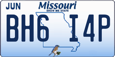 MO license plate BH6I4P