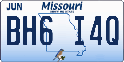 MO license plate BH6I4Q