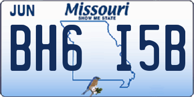 MO license plate BH6I5B