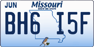 MO license plate BH6I5F