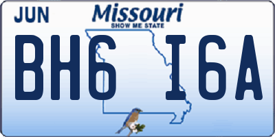 MO license plate BH6I6A