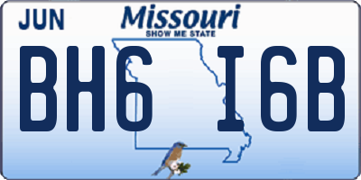 MO license plate BH6I6B
