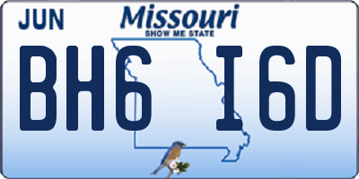 MO license plate BH6I6D
