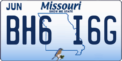 MO license plate BH6I6G