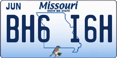 MO license plate BH6I6H