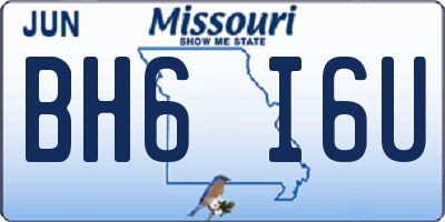 MO license plate BH6I6U