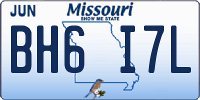MO license plate BH6I7L