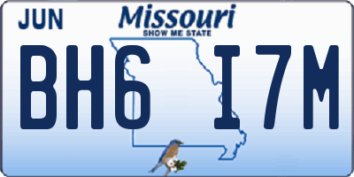 MO license plate BH6I7M