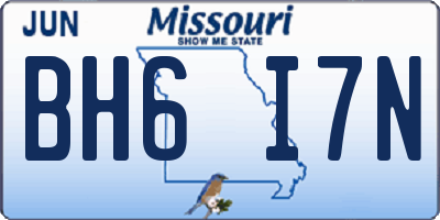 MO license plate BH6I7N