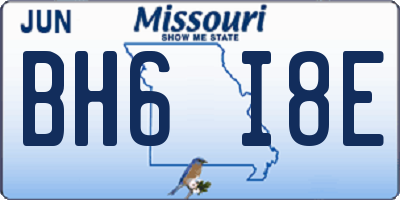 MO license plate BH6I8E
