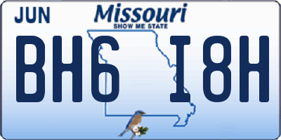 MO license plate BH6I8H