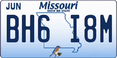 MO license plate BH6I8M