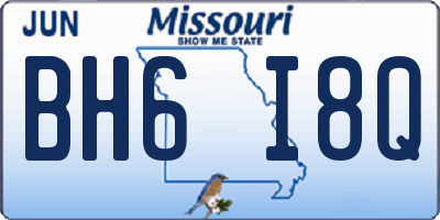 MO license plate BH6I8Q