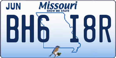 MO license plate BH6I8R