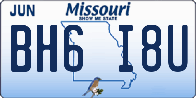 MO license plate BH6I8U