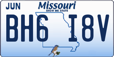 MO license plate BH6I8V